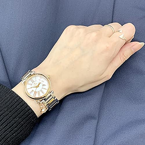 Vivienne Westwood Women's Watch with Shopper and Orb Charm, Shell Dial, Pink Gold, Silver, and Stainless Steel (VV006PRSSL)