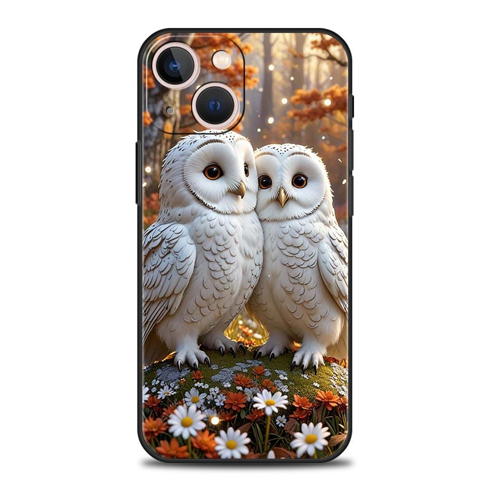 Phone Case Cover for iPhone 17 Pro Max 16 15 14 13 12 11 Pro Max Plus 17AIR Shockproof Soft TPU Shell Cartoon Cute Owl Funda Bag iPhone 16 Pro