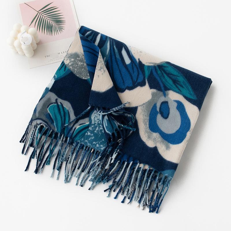 

National Style Ink Print Cashmere Scarf, Women s Sunscreen, Air Conditioner, Shawl, Fashion, Commuting Thin Neck 70*172cm