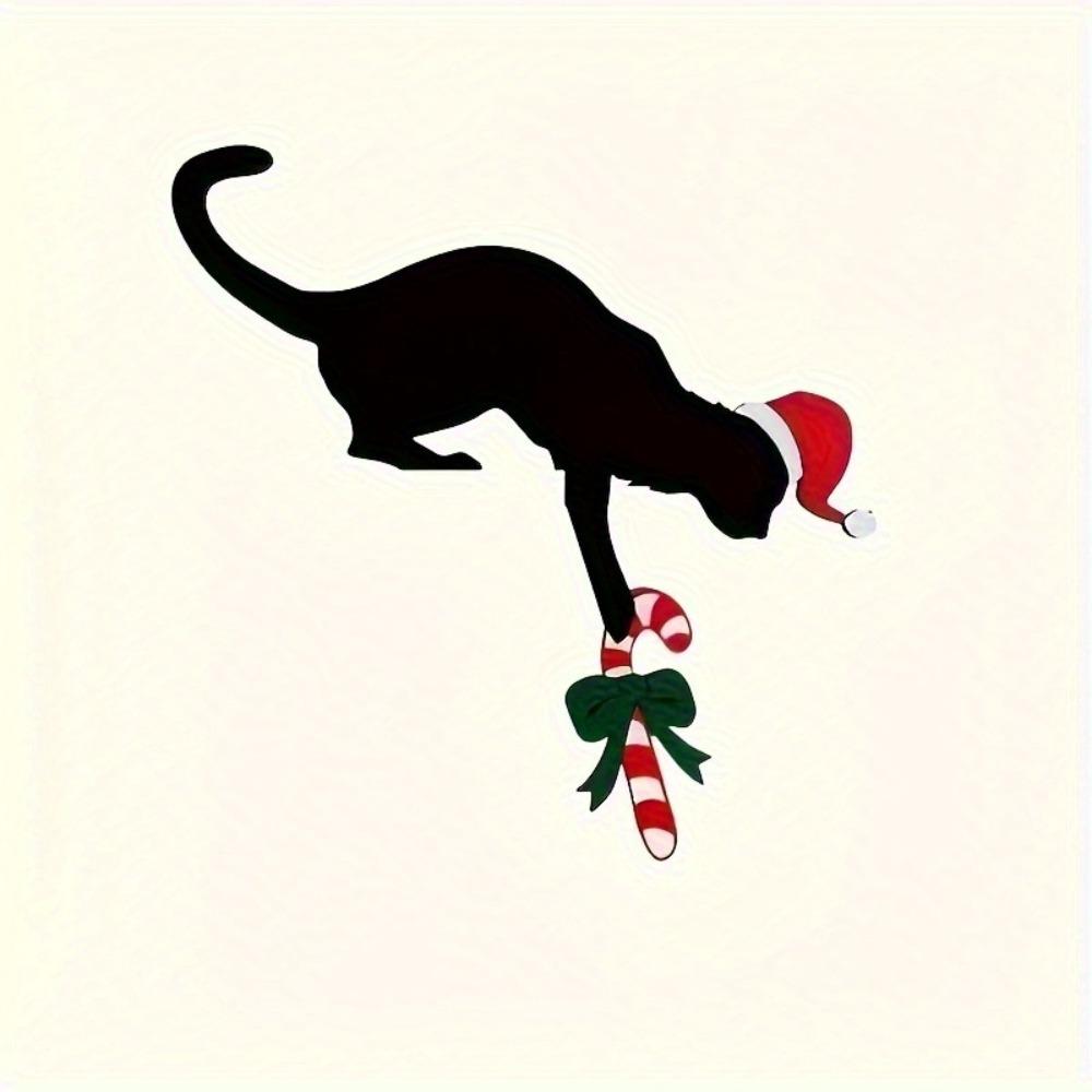 Cat Shaped Christmas Door Corner Decoration Fun Charming Imitation Wood Door Frame Ornament Rustic Door Decoration