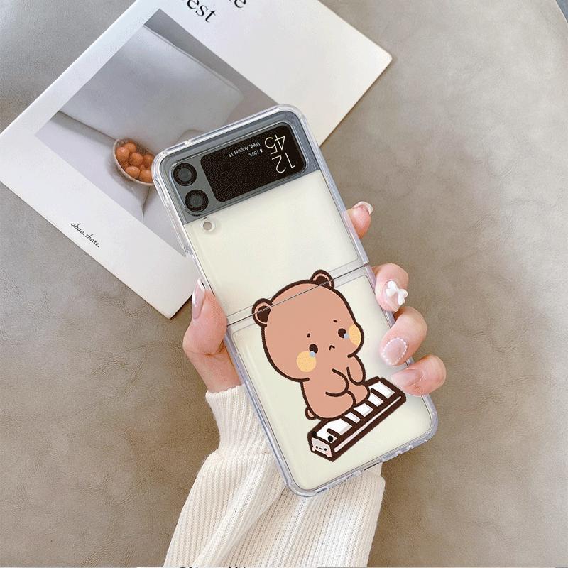 Funny Catoon Dudu Bubu Couple Phone Case for Samsung Galaxy Z Flip 5 4 6 7 INS Korea Soft Cover for Zflip 4 3 Cover Paired Coque