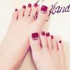 Wine Glossy False Toe Nails Fashion Square Short Full Cover 24PCS Fake Toenails