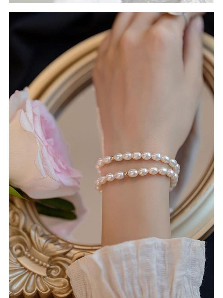 Natural Freshwater Pearl Bracelet: Strong Luster, Elastic, Vintage Style, Versatile & Elegant Design for Women