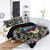 3-piece Down Duvet Cover Set with Skull Flower Pattern Print (1 Duvet Cover+2 Pillowcases, No Core) Halloween Themed Bedding Set