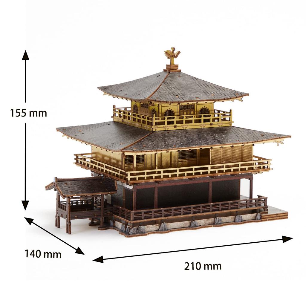 Kinkakuji Temple Wersja Kolorowa Puzzle Drewniane 3D Zestaw do Rękodzieła DIY dla Dzieci i Dorosłych Zabawka Edukacyjna dla Chłopców i Dziewcząt Grafika 3D i Świetny Prezent dla