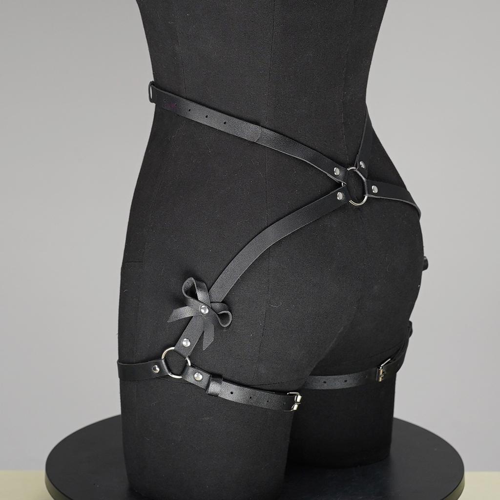 Women Sexy Thigh Garter Belt PU Leather Lingerie Bdms Bondage Lingerie Leg Harness Exotic Fetish Clothing Festival Rave Outfit