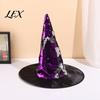 Halloween Witch Hat Reversible Sequin Hat, Sparkly Glitter Large Wizard Cosplay Headwear Costume Party for Cosplay, Masquerade Color Changing