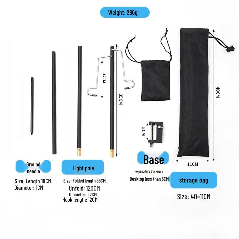 Ultra-Light Portable Aluminum Camping Table with Foldable Lantern Stand