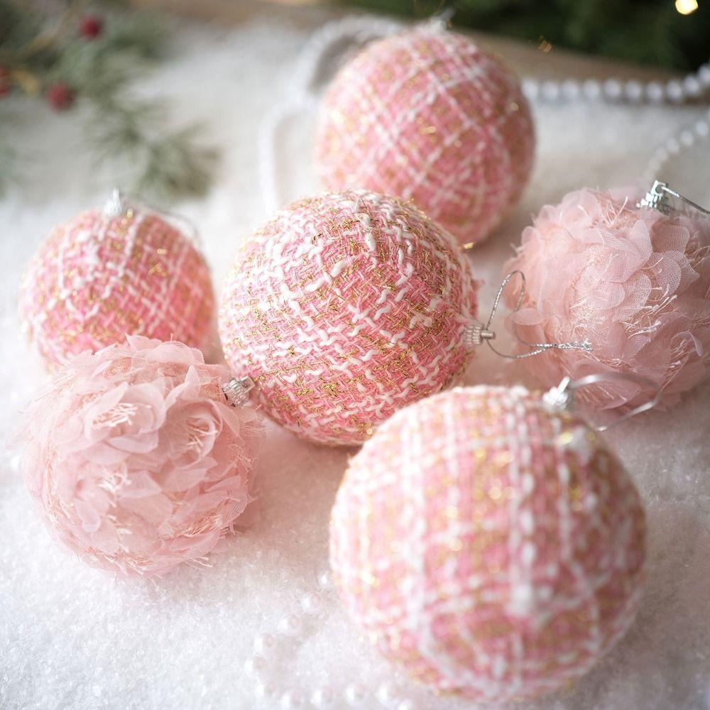 Pink Fluffy Christmas Ball Foam Christmas Balls Ornaments Christmas Tree Pendant  Holiday Ornament