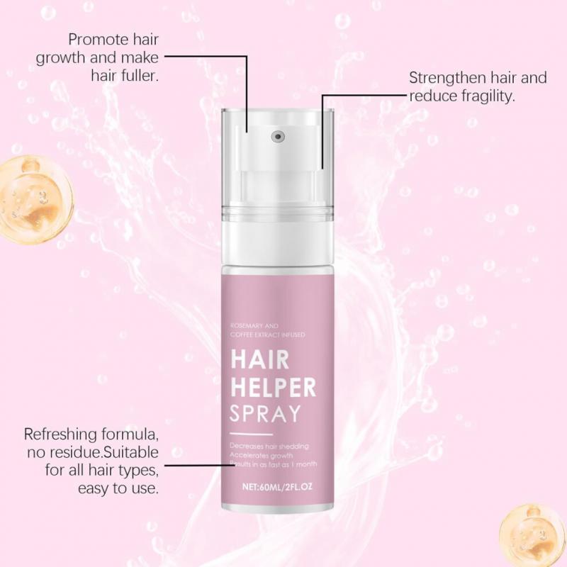 2pcs Hair Helper Spray 60ml Hair Growth Spray, Natural Hair Growth Serum with Caffeine & Castor Oil, Repair Thinning Hair Naturally