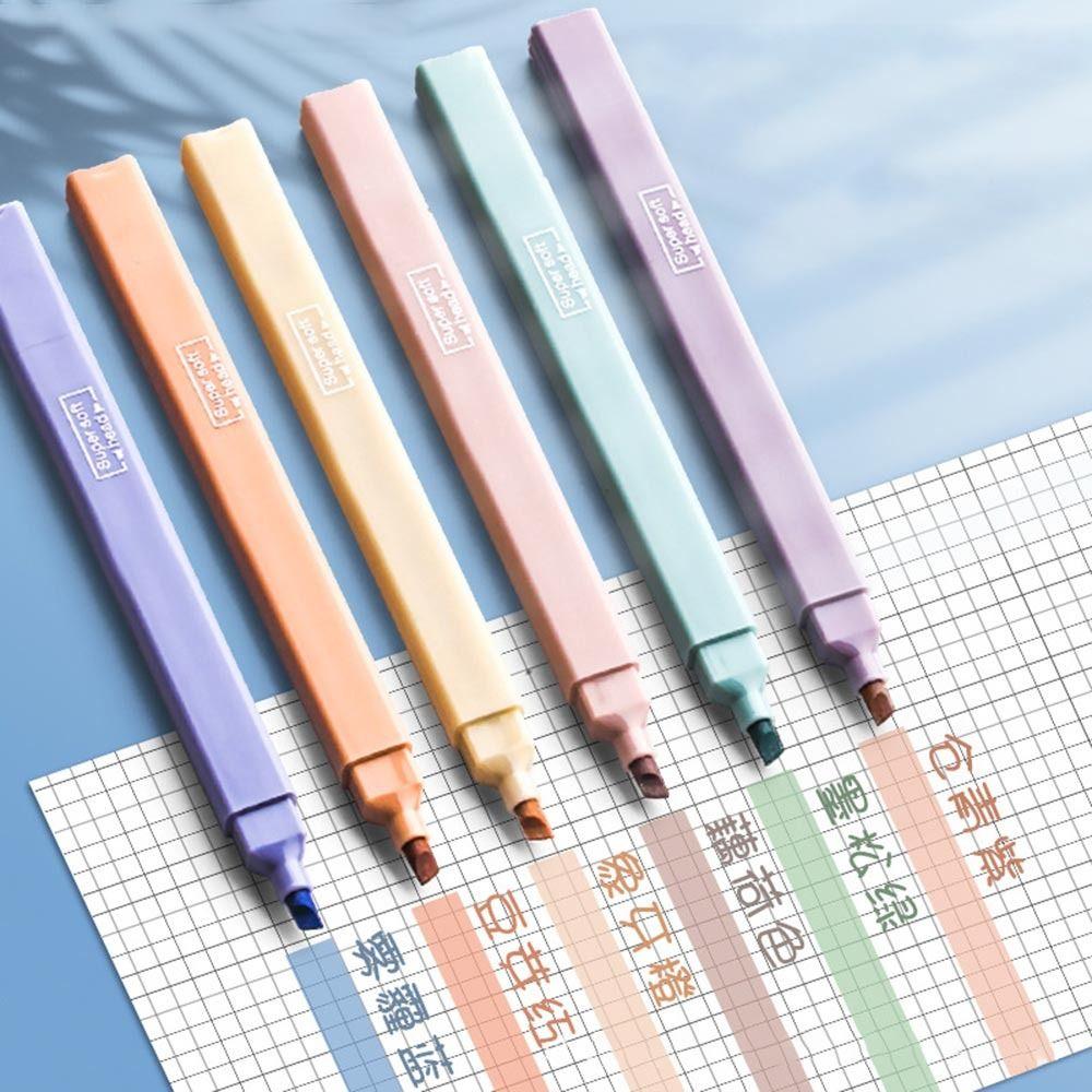 6Pcs/Set Soft Tip Pastel Highlighters Double Headed Hand Account Pens  School Office Supplies