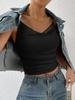 Women's Solid Color Lace Sleeveless Camisole Belly Button Top