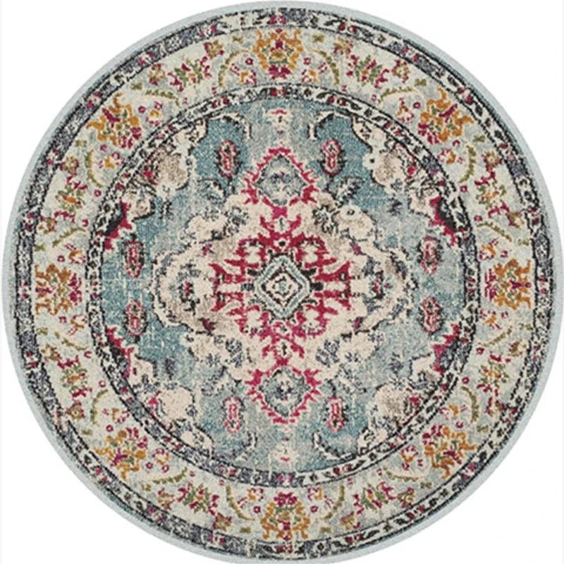 Tappeto Rotondo Orientale Vintage Classico Motivo Floreale Etnico Morbido Antiscivolo Lavabile per Soggiorno Decorazione Casa
