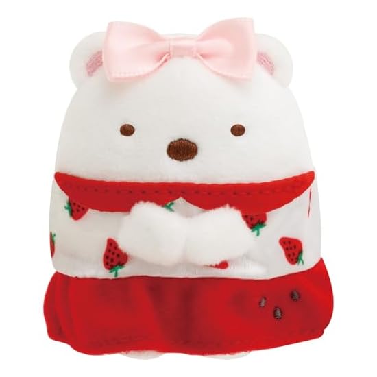 San-X Sumikko Gurashi "Sumikko Gurashi X Sakuma Strawberry Milk Candy" Tenori Plushie Shirokuma MO94