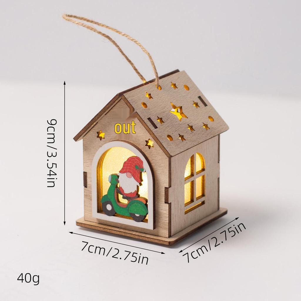 Christmas Luminous Wooden Cabin Ornament - Small House Tree Decoration