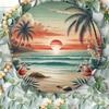 Coastal Sunset Tin Sign, Modern Beach Metal Artwork for Home, Living Room Bedroom Bathroom Wall Decor