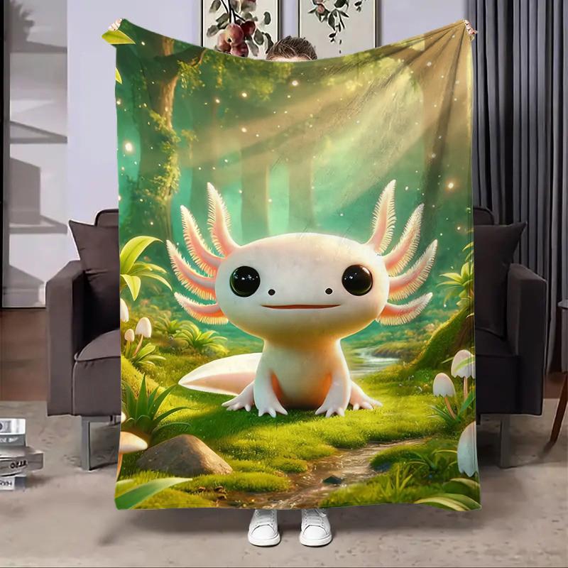 8 Sizes Cute Axolotl Printed Blanket Warm Soft and Comfortable Home Travel Blanket Sofa Bedding Cover Blanket Kids Gamer Gift