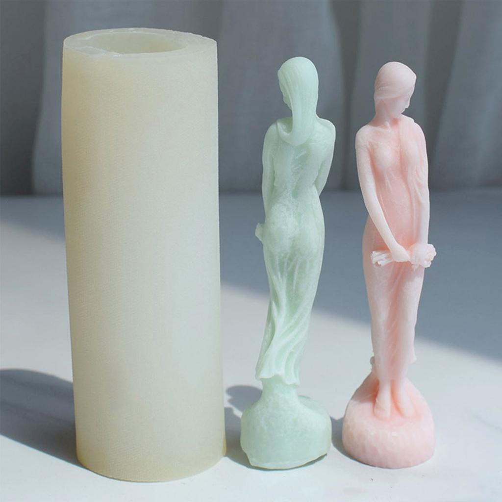 Silicone Resin Candle Mold A Slender Girl Flower Cake Chocolate Fondant Mold Aromatherapys Plaster Epoxy Mold Home Decor