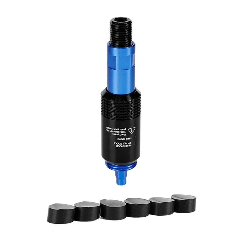 Bike Rear Shock Inflation Tool, Threaded Aluminum Adapters for Rear Suspension Pressure Adjustment with Compacts Carry Friendly Design