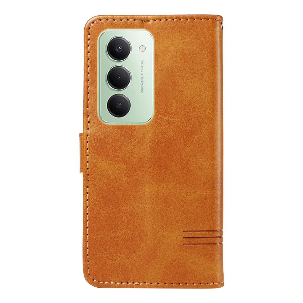 Pro Xiaomi Redmi 15 4G (EU) (171 mm) Peněženkové pouzdro T-tvarované linie Kožený kryt na telefon Stojánek