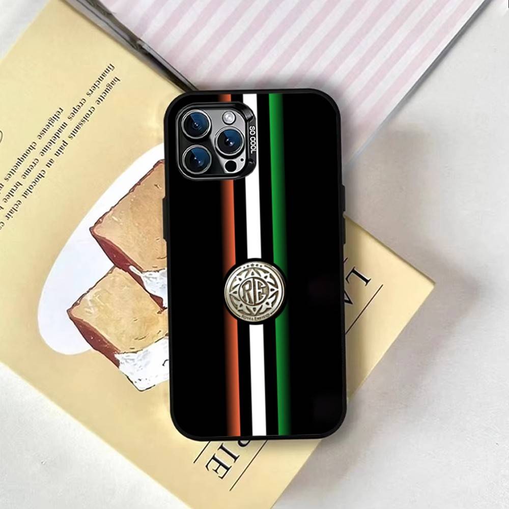 R-ROYALS E-ENFIELDs Logo Phone Case For iPhone 17,16,15,14,13,12,11 Plus,Pro Max,XS,Colored Silver Plated Inside Cover