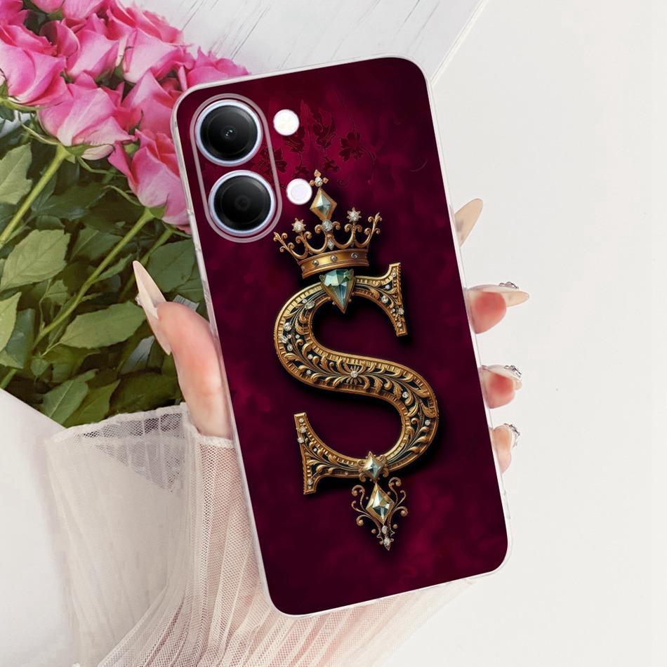 For Vivo Y05 Y11d 2026 Royal Crown Initial Letter Couple Phone Case For Vivo Y11D Y05 4G Soft Silicone TPU Covers Bumpers