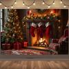 Christmas Photography Backdrop Xmas Tree Christmas Stocking Fireplace Background Banner Family Christmas Party Decoration Gifts35