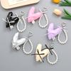 Creative Love Heart Bag Pendant Bowknot Imitation Pearl Chain Phone Charm  Keychain Ornament Backpack Accessories