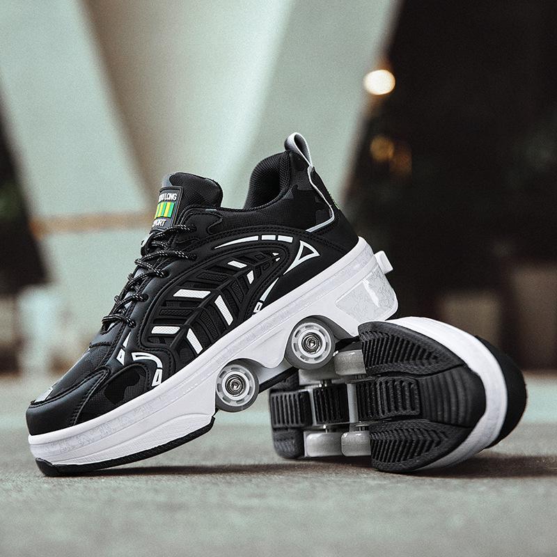 Teen Wheels Shoes Boys Invisible Four Wheels Automatic Shrinkable Burst Shoes Girls Roller Skates