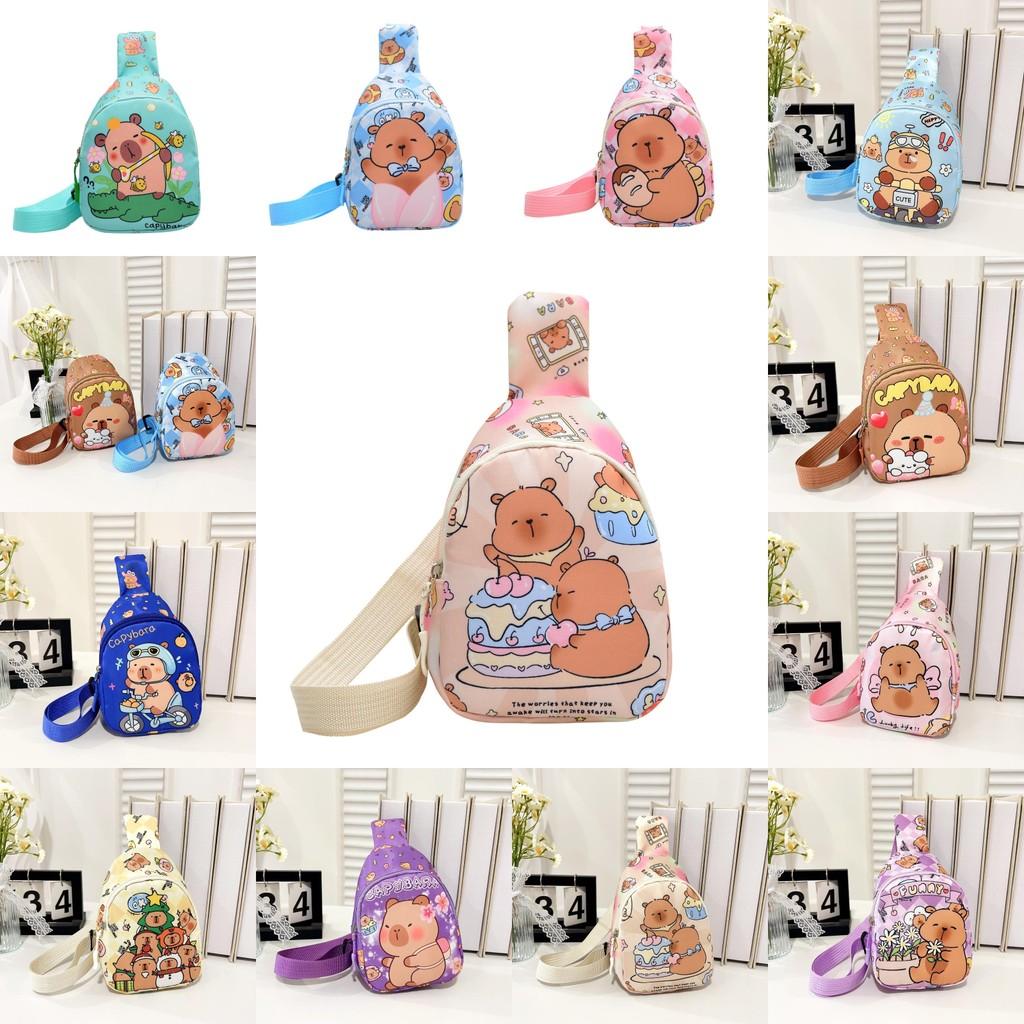 Capybara Preschool Children Nylon Crossbody Bag Animal Pattern Everyday Design