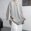 Camisetas Masculinas Oversized de Seda de Gelo de Alta Qualidade Verão Masculino Manga Meia Moda Harajuku Camiseta Masculina Cor Sólida Camisetas Diárias