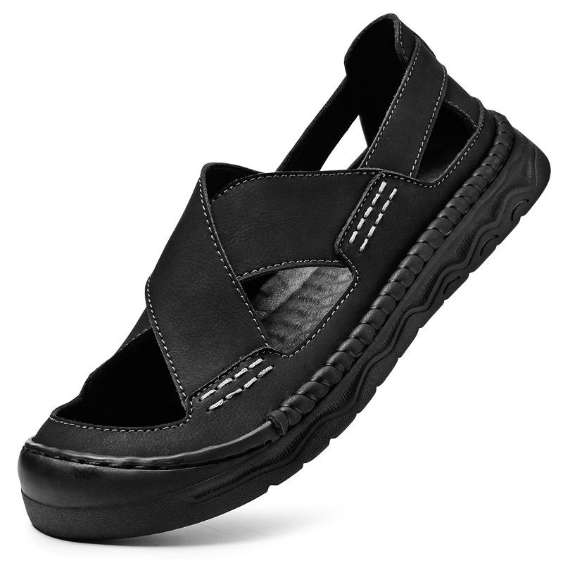 

2025 лето новые сандалии мужские ручной работы уличная сумка сандалии с закрытым носком дышащие повседневные пляжные туфли мужские 38