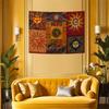 VIKAMA Bohemian Sun Eye EthnicStyle Tapestry Colorful Geometric Living Room Art InstagramInspired Room Decor