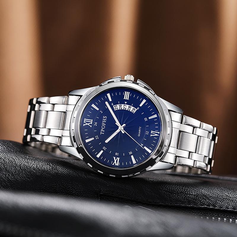 Men Watch Simple Business Blue Light Waterproof Calendar Advanced Stainless Steel Watches Male Fashion Quartz Clock Wristwatches