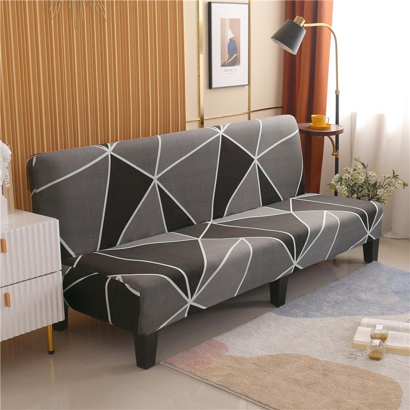 Stretch Futon Slipcover Armless Sofa Cover Furniture Protector Without Armrests Slipcover Soft with Elastic Bottom for Kids