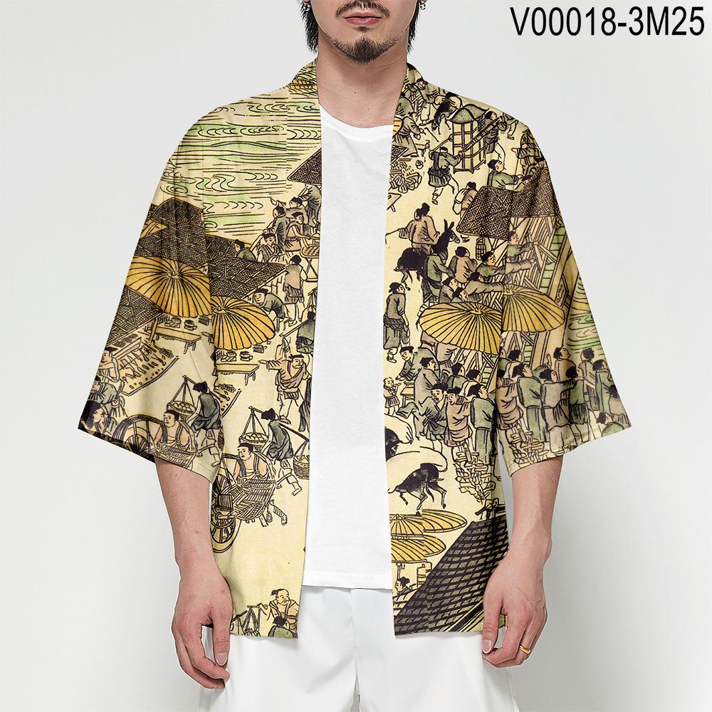 Japanske tradisjonelle kostymer Gutter Jente Mote Kimono Haori Cardigan Jakke Barn Beach Wear Kappe