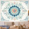 Blue Pink Floral Pattern Digital Printing Polyester Wall Hanging Tapestry Decorative Living Room Bedrooms Office Background Gift