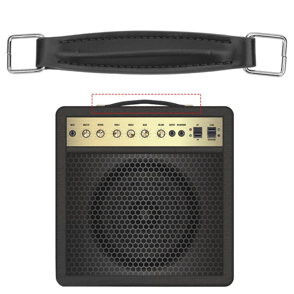Matybobe Guitar Amplifier PU Internal Steel Speaker Accessory Handle, Leather, Reinforcement, (Black)