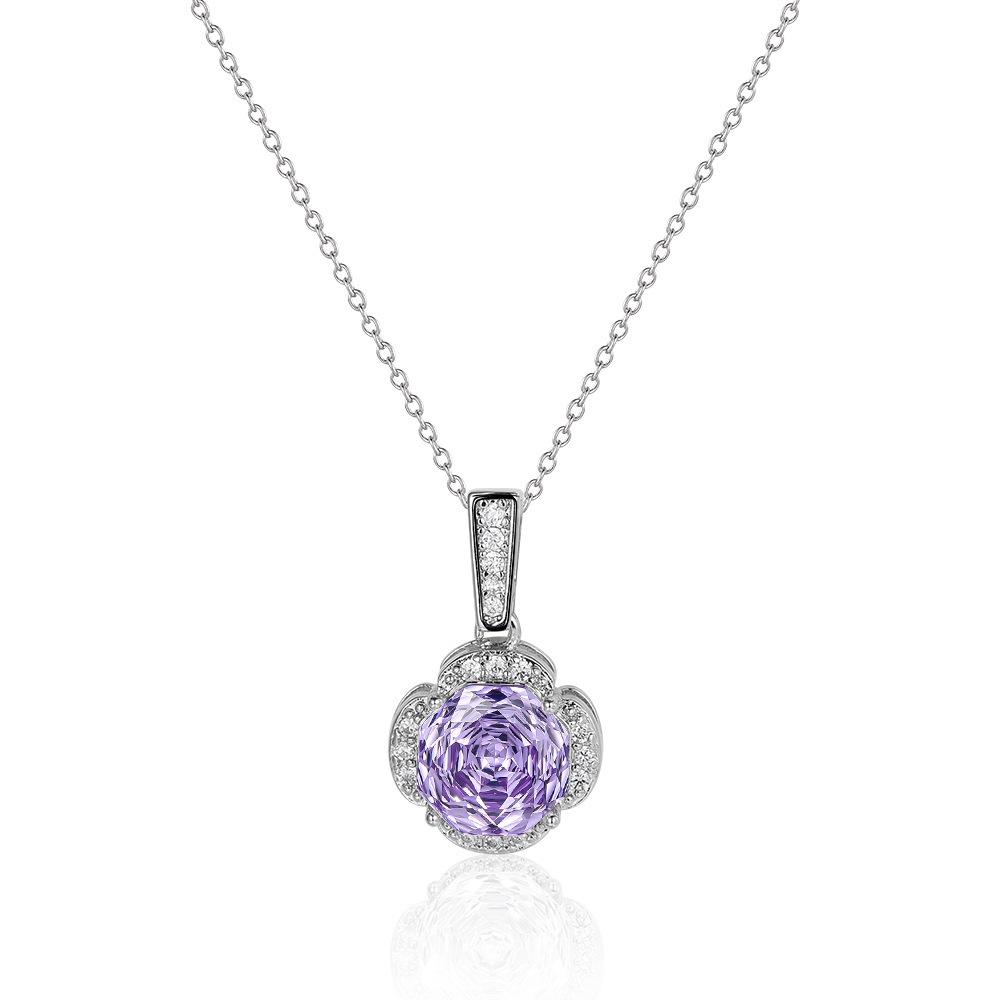 New Seiko Rose Cut Papalacha Zircon Necklace Earrings Color Treasure Ring Three-piece Set