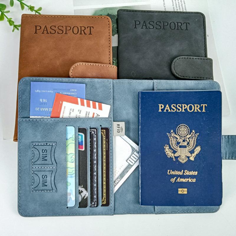 Customizable PU Leather Anti-Magnetic Passport Holder with Magnetic Buckle and Enterprise Logo