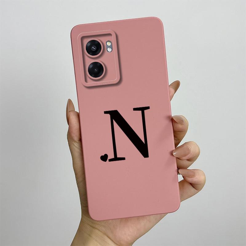 For Oppo A57 4G 2022 Case Oppo A57s A77s Cute Initial Letters Simple Cover Soft TPU Phone Case For Oppo A77 4G Back Cover Capa
