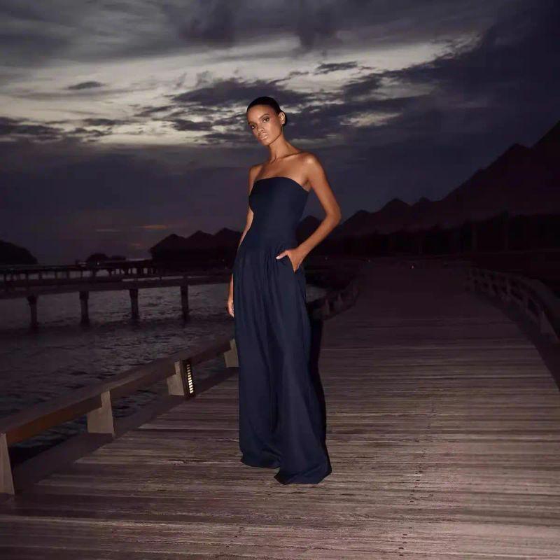 European and American Fashion Women clothes Leisure Backless Slim fit Pull Temperament Jumpsuit Temperament Jumpsuit