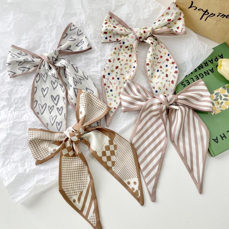 Brown Series Lady Scarves Hairband Long Silk Foulard Print Brand Lady Neckerchief Ribbon Women bandana silk 2024 New