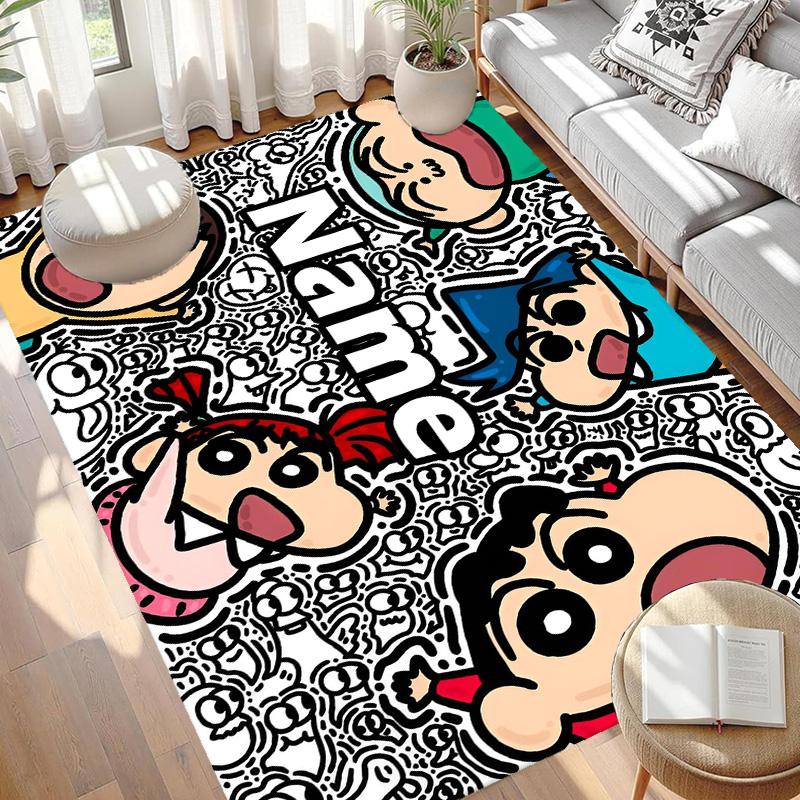 Custom Name Personalized Cartoon Comics Print Carpet, Versatile Home Decor Rug, for Playroom, Apartment, Balcony, Entryway, Hallway Gift