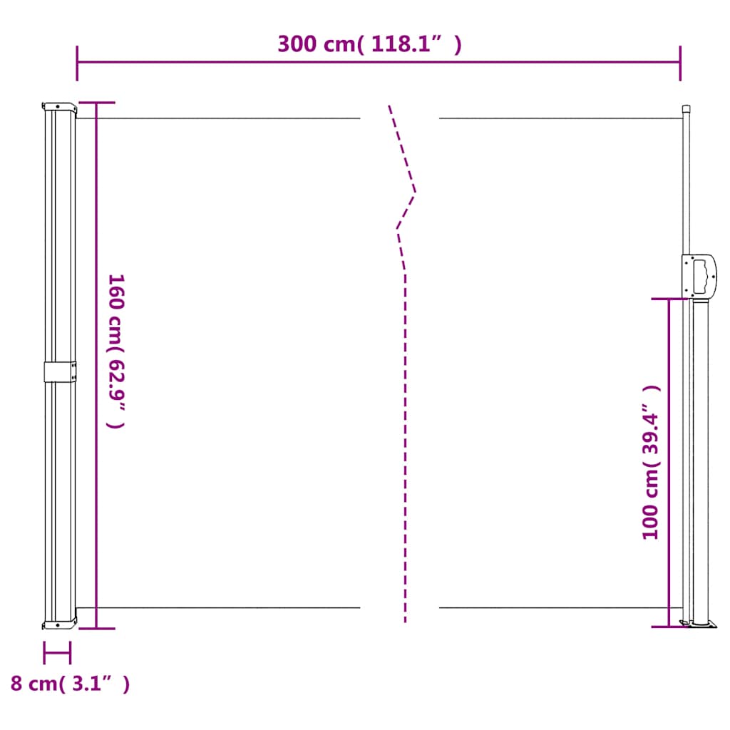 Retractable Side Awning Beige 160 x 300 cm