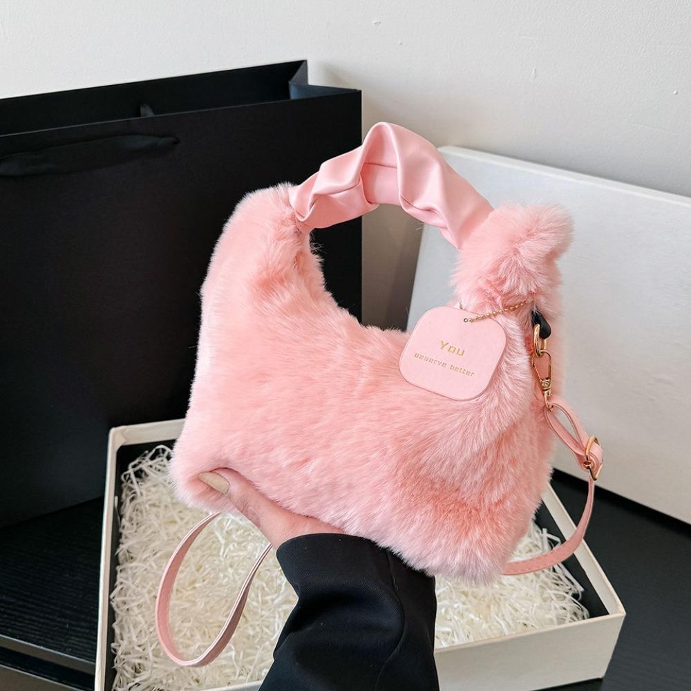 Fairy Plush Bag Handbag Women's Fashion One-shoulder Messenger Bag Autumn and Winter Plush Bag Wild Net Red Envelope Tag Bag
