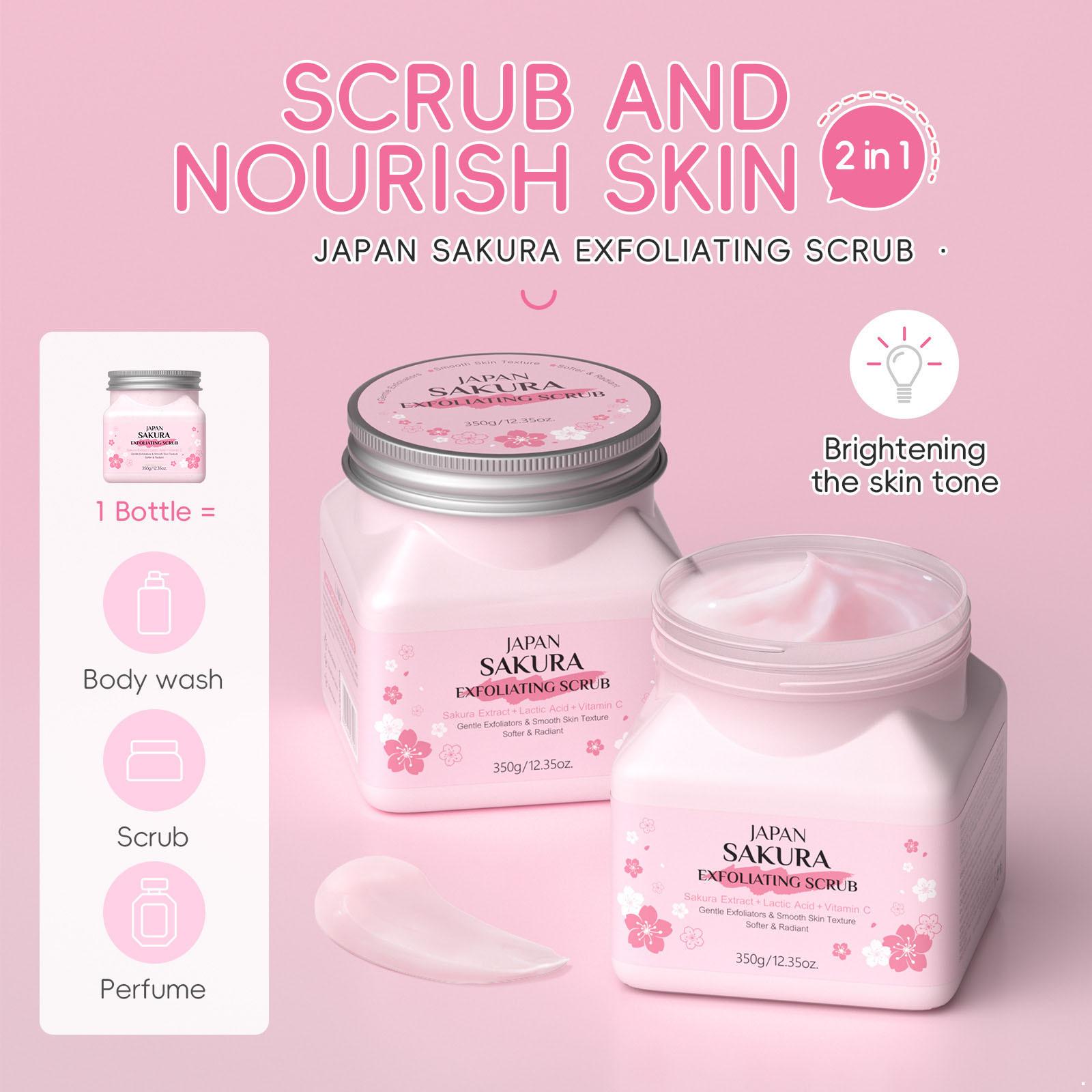 

Gentle Facial & Body Scrub, 12.3 oz Exfoliating Body Wash with Moisturizing Formula, Sakura Infused Creamy Scrub for Silky Smooth Skin One Size рожевий