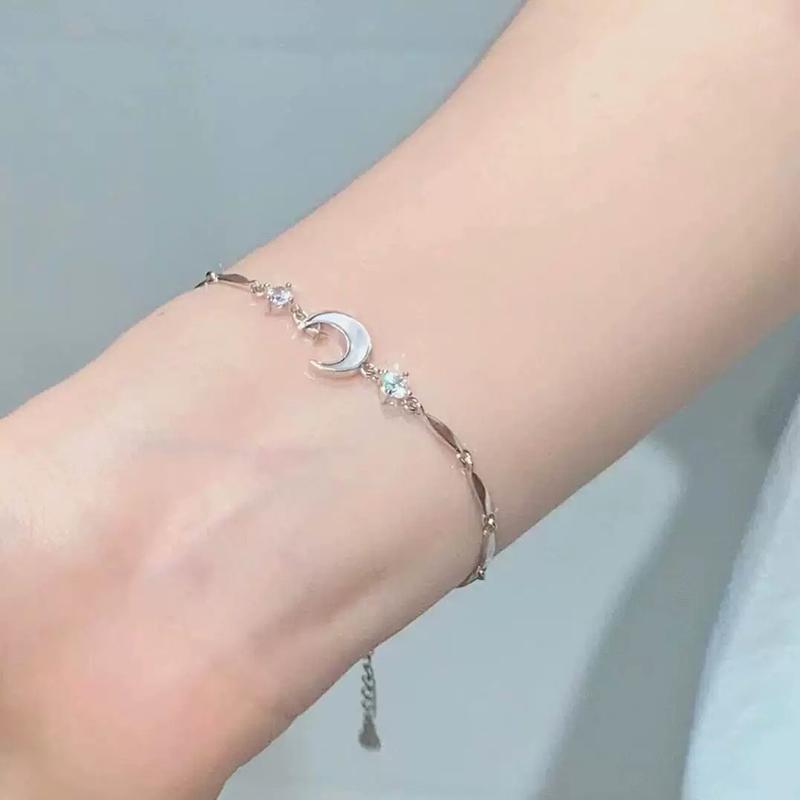 Elegant Flowers Bracelet For Women Y2K Sweet Girls Moon Cherry Blossom Bow Zircon Bracelets Luxury Designer Jewelry Gift