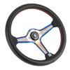 350mm 14in for NARDI Style 6 Bolt Half Dish Black Perforated Leather Racing Steering Wheel W  Horn
