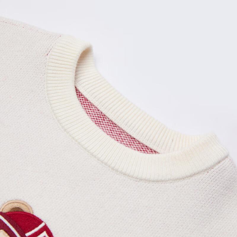 PawinPaw Boys' Cartoon Bear Color-block Round Neck Sweater